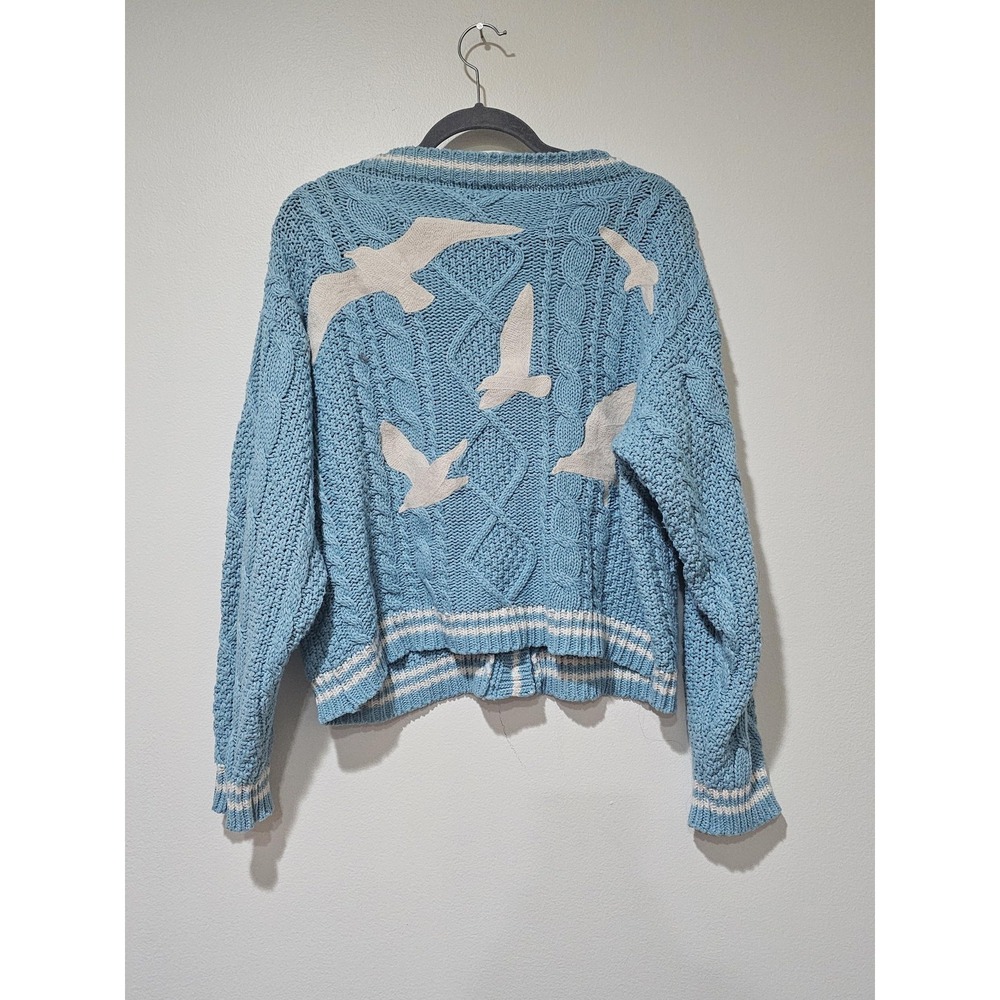 Taylor Swift Sweater Womens MD/LG Blue 1989 Taylor's Version Cable Bird Cardigan - Picture 3 of 8